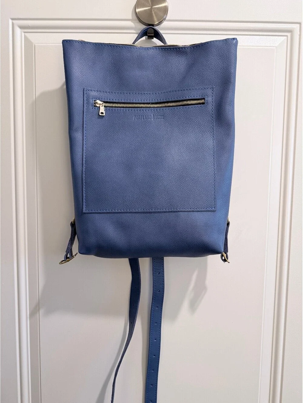 Portland Leather Pebbled Indigo Blue Backpack Laptop NWOT